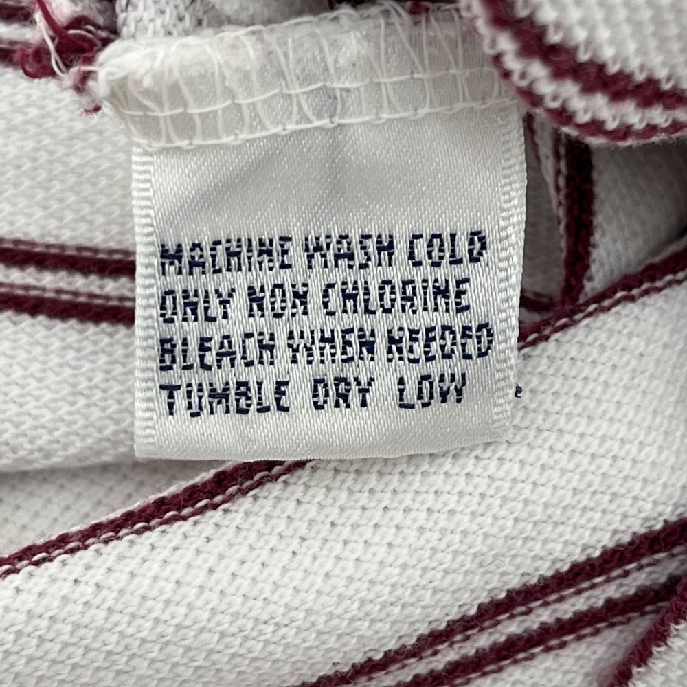 Brooks Brothers Mens X-Large Polo Shirt White Red Striped Fleece Short Sleeve - Picture 5 of 8